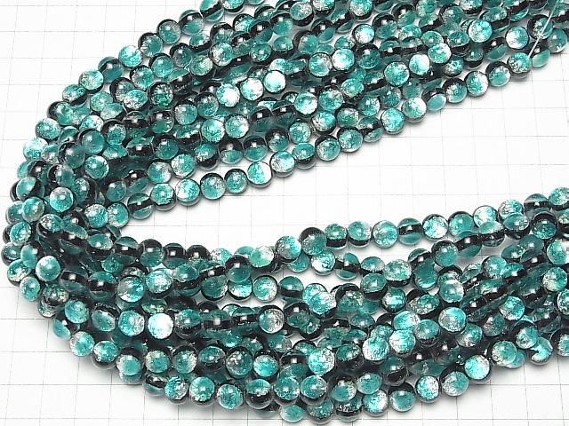 【動画】とんぼ玉 ラウンド8mm 【ブルーグリーン/蓄光タイプ】 1/4連~1連(約36cm) サムネイル4