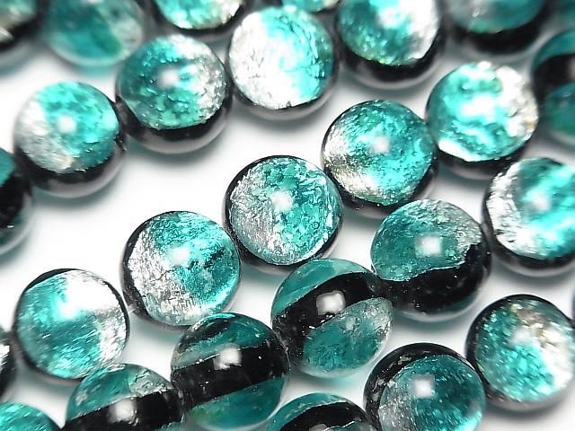 【動画】とんぼ玉 ラウンド10mm 【ブルーグリーン/蓄光タイプ】 1/4連~1連(約34cm)の画像