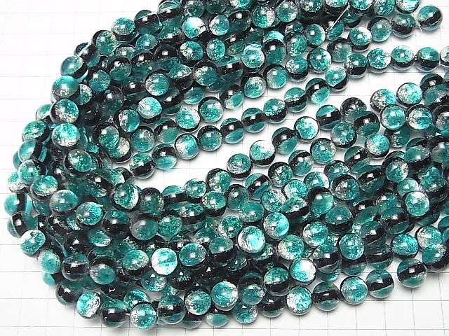 【動画】とんぼ玉 ラウンド10mm 【ブルーグリーン/蓄光タイプ】 1/4連~1連(約34cm) サムネイル4