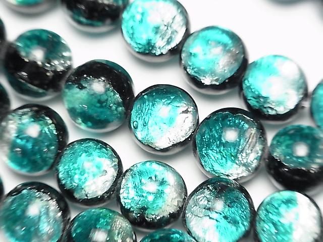 【動画】とんぼ玉 ラウンド12mm 【ブルーグリーン/蓄光タイプ】 1/4連~1連(約34cm)の画像