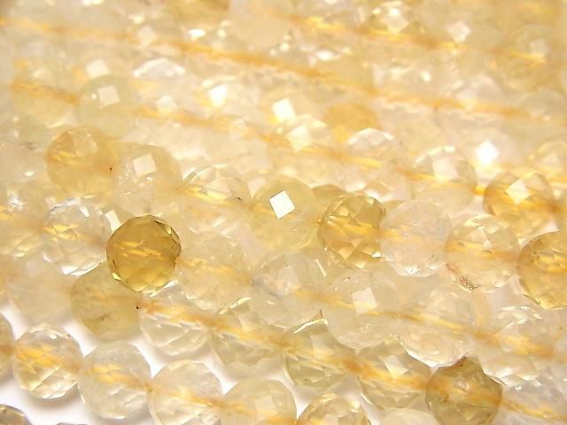【動画】【素晴らしい輝き】ライトカラーシトリンAA++ 64面ラウンドカット6mm 1連(約36cm)の画像