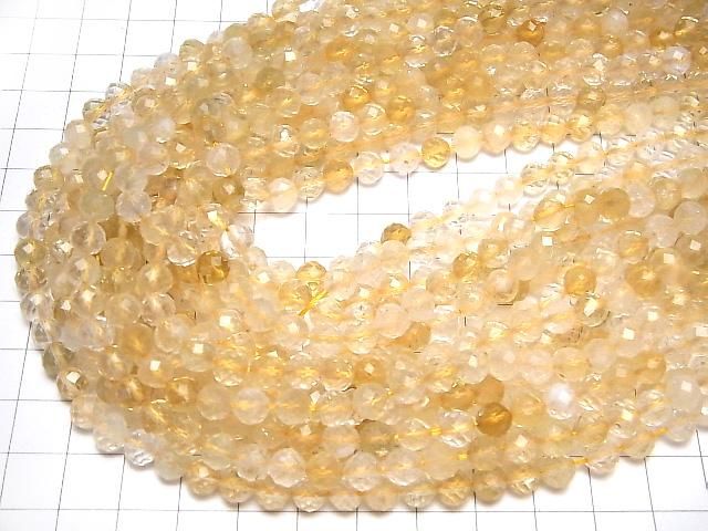 【動画】【素晴らしい輝き】ライトカラーシトリンAA++ 64面ラウンドカット6mm 1連(約36cm) サムネイル4