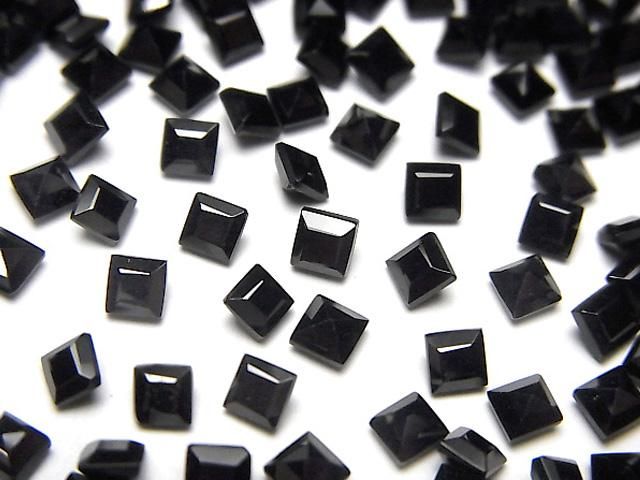 【動画】宝石質ブラックスピネルAAA ルース スクエアファセットカット3×3mm 10粒の画像