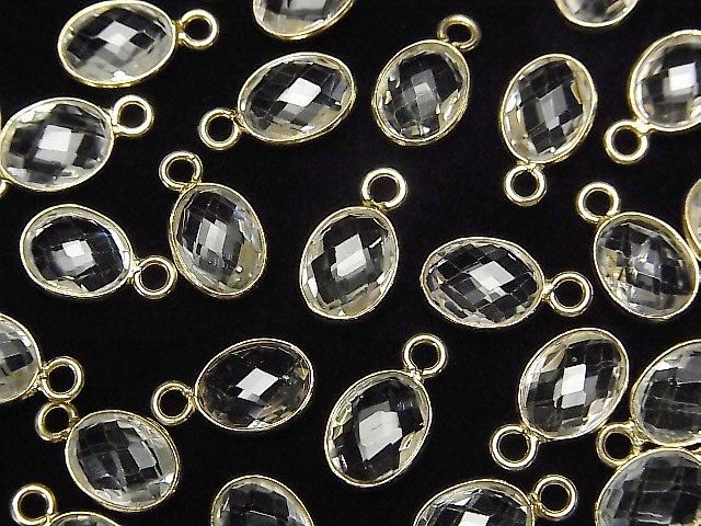 【動画】宝石質ホワイトトパーズAAA 枠留めオーバルカット9×7mm 18KGP 3個の画像
