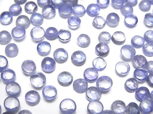 【動画】宝石質タンザナイトAAA- ラウンド カボション4×4mm 5個の画像