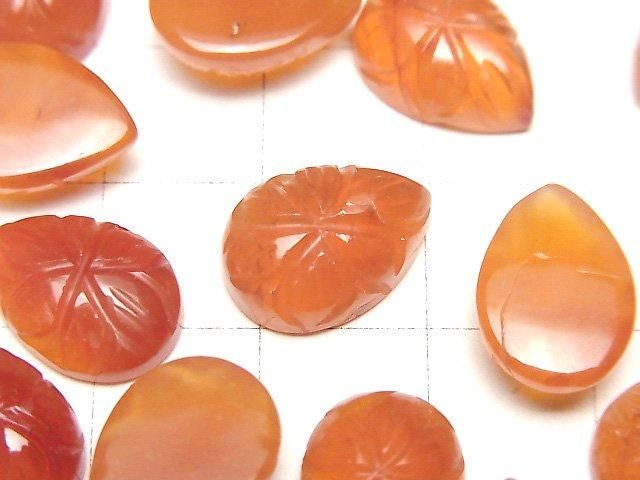 【動画】宝石質カーネリアンAAA- 彫刻入りペアシェイプ カボション14×10mm 2個 サムネイル2