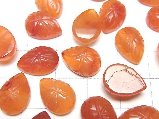 【動画】宝石質カーネリアンAAA- 彫刻入りペアシェイプ カボション14×10mm 2個 サムネイル3