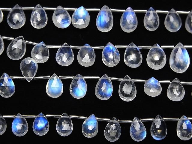 【動画】宝石質レインボームーンストーンAAA ペアシェイプ ブリオレットカット 半連/1連(約17cm) サムネイル3