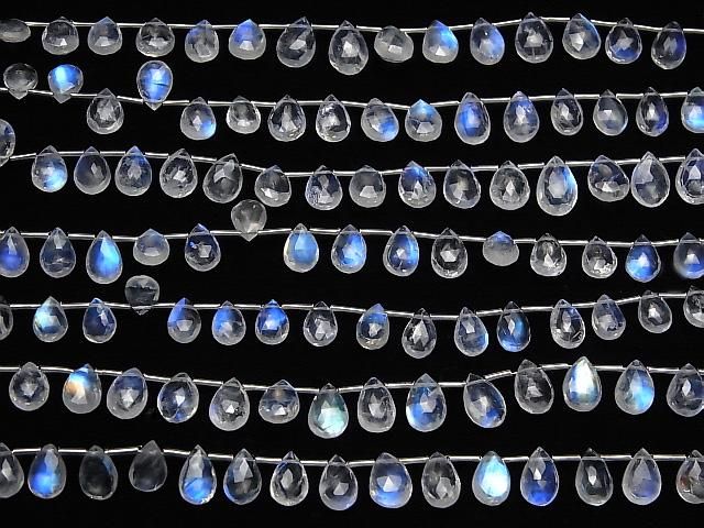 【動画】宝石質レインボームーンストーンAAA ペアシェイプ ブリオレットカット 半連/1連(約17cm) サムネイル4