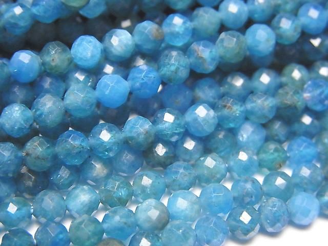 【動画】【素晴らしい輝き】アパタイトAA ラウンドカット4mm 1連(約37cm)の画像