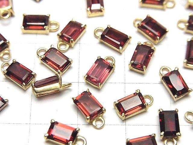 【動画】宝石質モザンビークガーネットAAA 枠留めレクタングルファセットカット6×4mm 18KGP 2個 サムネイル3