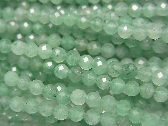 【動画】【素晴らしい輝き】グリーンアベンチュリン ラウンドカット3mm 1連(約37cm)の画像