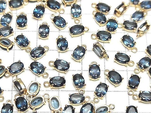 【動画】宝石質ロンドンブルートパーズAAA 枠留めオーバルファセットカット7×5mm 18KGP 2個 サムネイル4