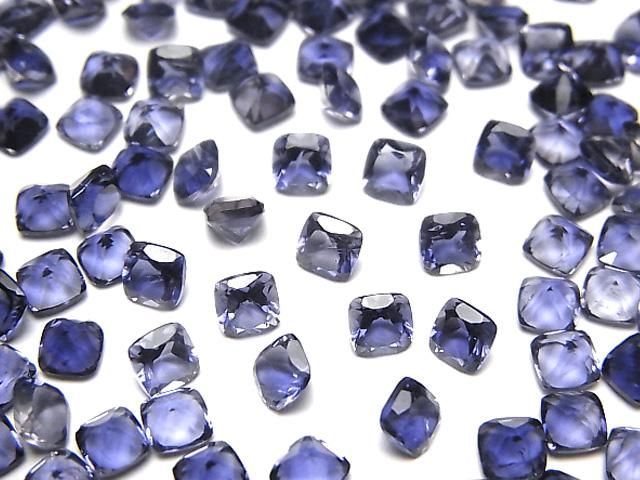 【動画】宝石質アイオライトAAA ルース スクエアファセットカット4×4mm 5粒の画像