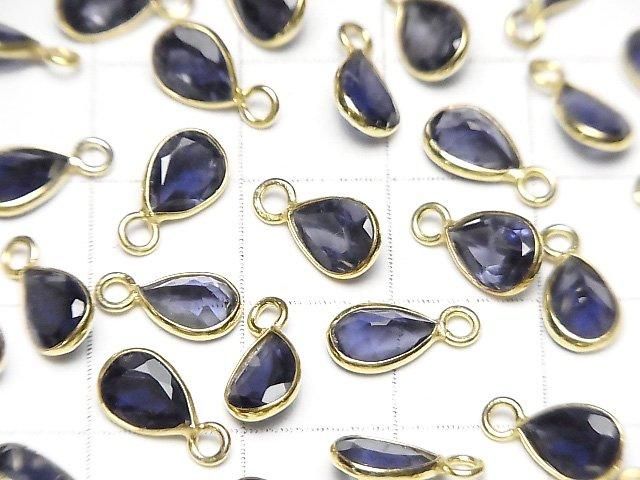【動画】宝石質アイオライトAAA 枠留めペアシェイプファセットカット8×5.5mm 18KGP 3個 サムネイル2