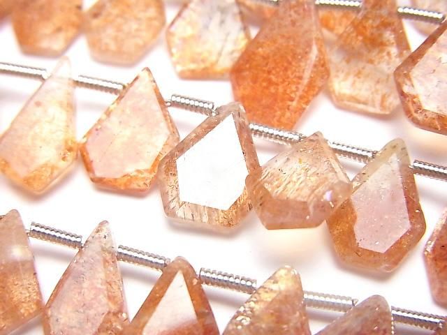 【動画】宝石質サンストーンAAA- ラフスライスカット 1連(約18cm)の画像