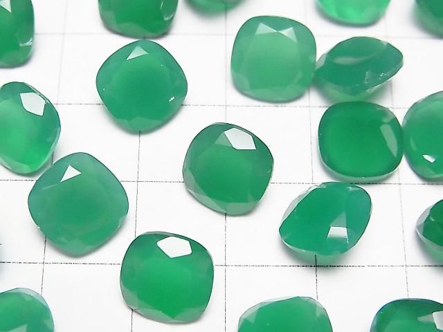【動画】宝石質グリーンオニキスAAA ルース スクエアファセットカット10×10mm 2粒 サムネイル2
