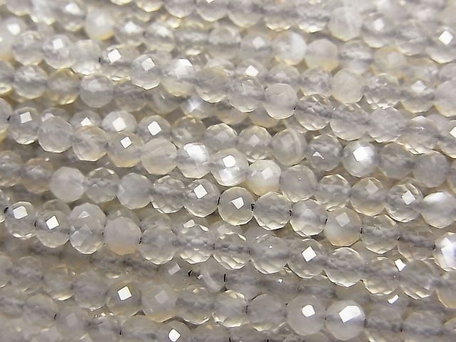 【動画】【素晴らしい輝き】グレームーンストーンAAA- ラウンドカット3mm 1連(約37cm)の画像