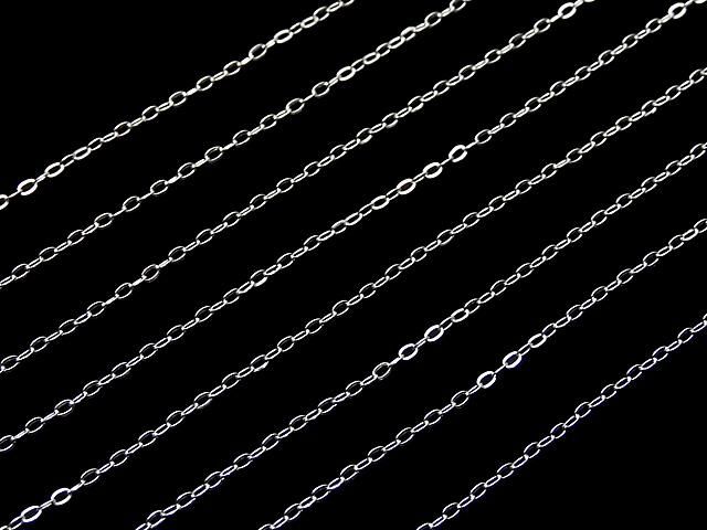 Silver925 スライドアジャスター付き 平小豆チェーン 1mm 生地 【45cm】【50cm】【60cm】 ネックレス 1本の画像