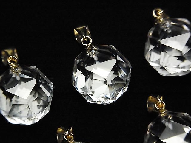 【動画】【素晴らしい輝き】クリスタルAAA スターラウンドカット14mm ペンダントトップ 14KGP製 1個の画像