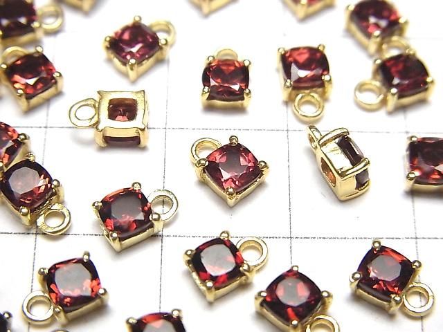 【動画】宝石質モザンビークガーネットAAA 枠留めスクエアファセットカット4×4mm 18KGP 2個 サムネイル2