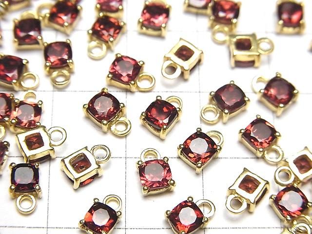 【動画】宝石質モザンビークガーネットAAA 枠留めスクエアファセットカット4×4mm 18KGP 2個 サムネイル3