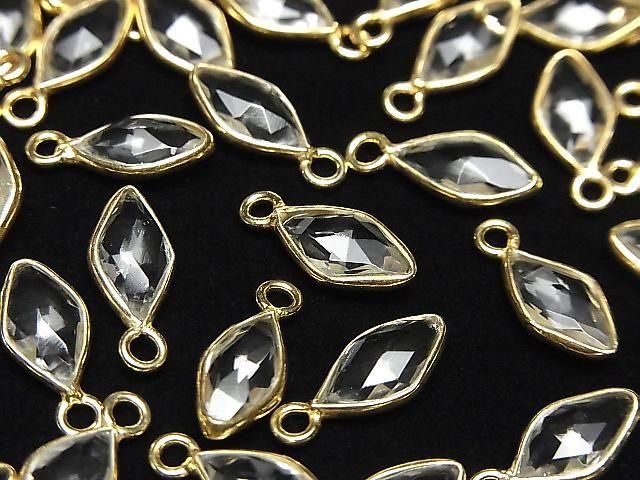 【動画】宝石質クリスタルAAA 枠留めダイヤカット11×6mm 18KGP 3個の画像