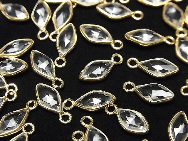 【動画】宝石質クリスタルAAA 枠留めダイヤカット11×6mm 18KGP 3個 サムネイル3