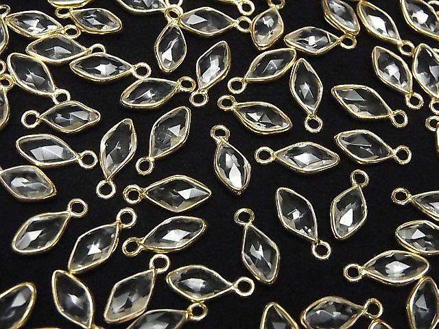 【動画】宝石質クリスタルAAA 枠留めダイヤカット11×6mm 18KGP 3個 サムネイル4