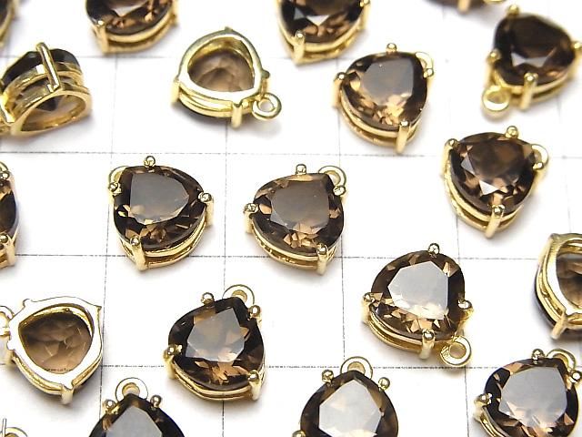 【動画】宝石質スモーキークォーツAAA 枠留めマロンファセットカット8×8mm 18KGP 1個 サムネイル3