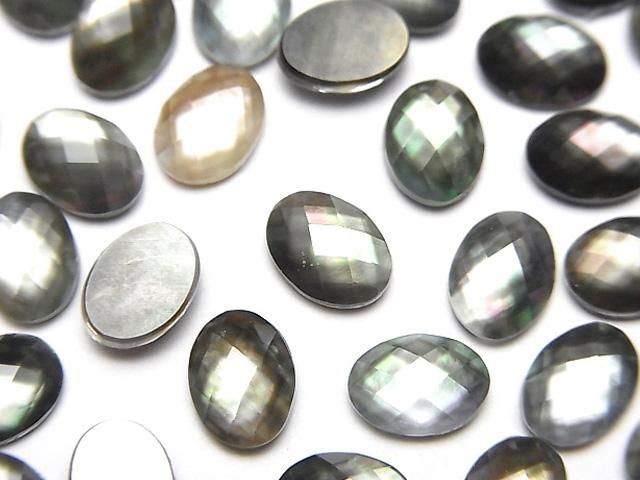 【動画】ブラックシェル×クリスタルAAA’ オーバル カボションカット8×6mm 3個の画像