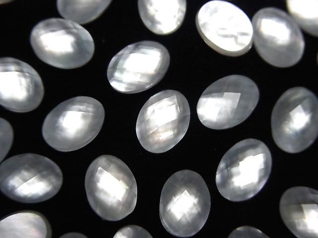【動画】ホワイトシェル×クリスタルAAA’ オーバル カボションカット8×6mm 3個 サムネイル3