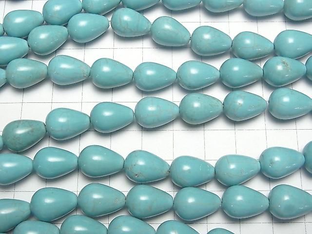 【動画】マグネサイトターコイズ 縦穴ドロップ(プレーン)14×10×10mm 1連(約37cm) サムネイル3