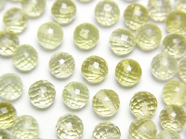 【動画】宝石質レモンクォーツAAA 片穴ラウンドカット6mm 4粒の画像