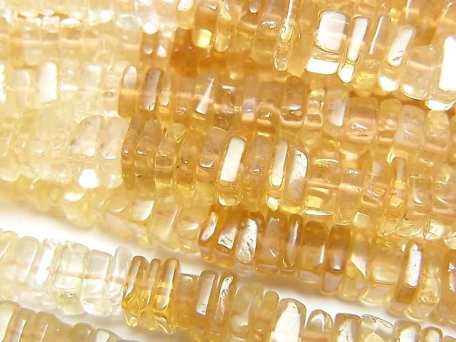 【動画】宝石質シトリンAAA- スクエアロンデル(ディスク) 半連/1連(約40cm)の画像