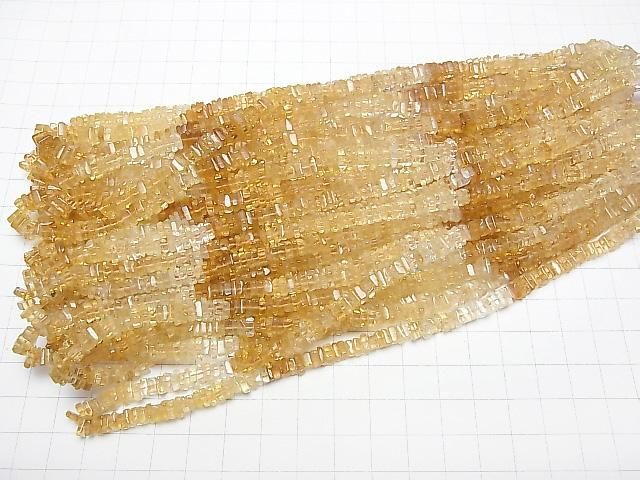 【動画】宝石質シトリンAAA- スクエアロンデル(ディスク) 半連/1連(約40cm) サムネイル4