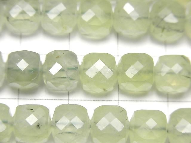 【動画】【素晴らしい輝き】宝石質プレナイトAAA- キューブカット8×8×8mm 半連/1連(約36cm) サムネイル2