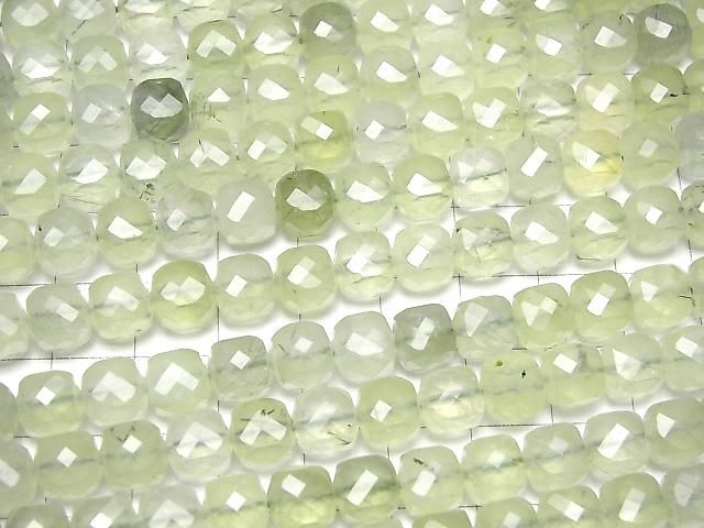 【動画】【素晴らしい輝き】宝石質プレナイトAAA- キューブカット8×8×8mm 半連/1連(約36cm) サムネイル3