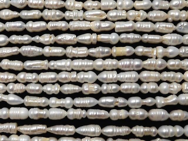 【動画】淡水真珠 ケシパールAA 縞入りバロック8~10mm ホワイト 1連(約37cm) サムネイル3