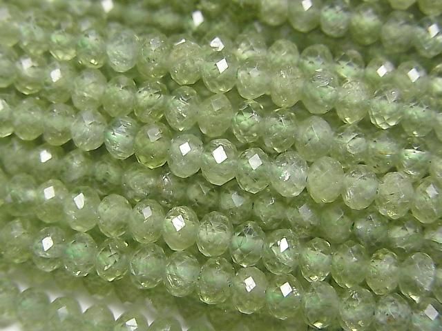 【動画】【素晴らしい輝き】グリーンアパタイトAA++ ボタンカット4×4×3mm 1連(約37cm)の画像