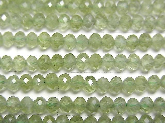 【動画】【素晴らしい輝き】グリーンアパタイトAA++ ボタンカット4×4×3mm 1連(約37cm) サムネイル2
