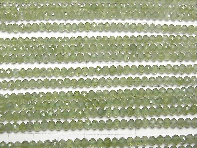 【動画】【素晴らしい輝き】グリーンアパタイトAA++ ボタンカット4×4×3mm 1連(約37cm) サムネイル3