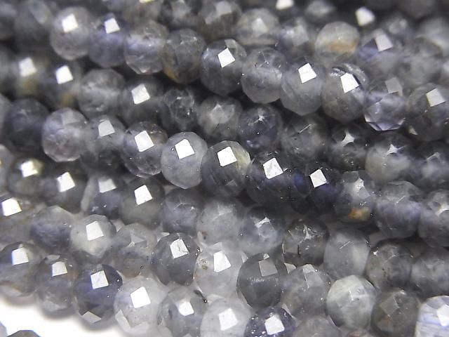 【動画】【素晴らしい輝き】アイオライトAA ボタンカット5×5×3.5mm 1連(約37cm)の画像