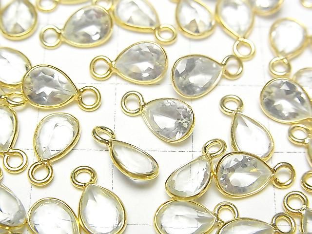 【動画】宝石質グリーンアメジストAAA 枠留めペアシェイプファセットカット8×6mm 18KGP 4個 サムネイル2