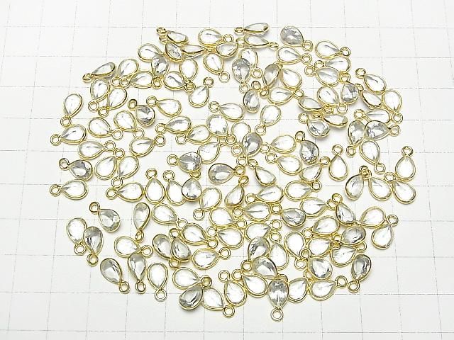 【動画】宝石質グリーンアメジストAAA 枠留めペアシェイプファセットカット8×6mm 18KGP 4個 サムネイル4