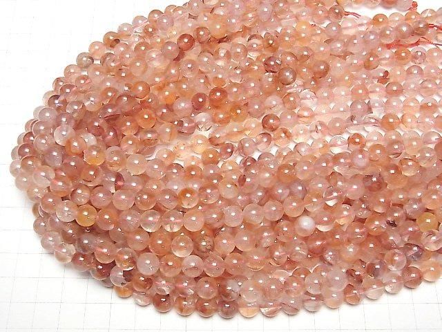 【動画】レッドヘマタイトクォーツAAA ラウンド8mm 半連/1連(約36cm) サムネイル4
