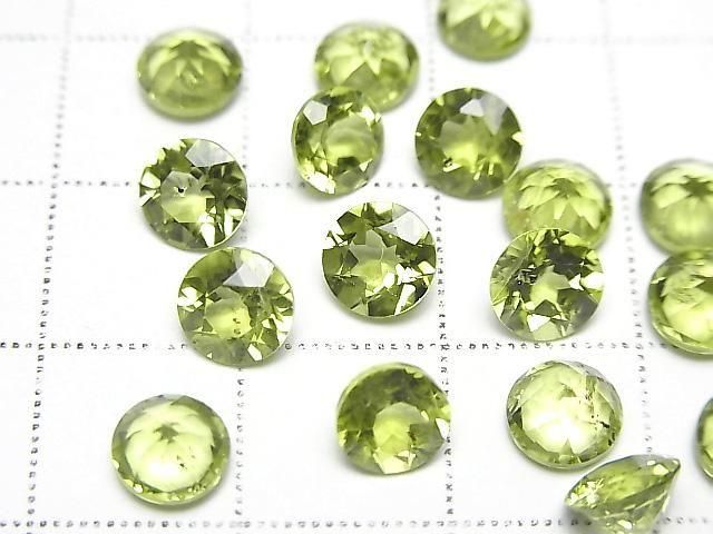 【動画】宝石質ペリドットAAA- ルース ラウンドファセットカット6×6mm 2粒 サムネイル2