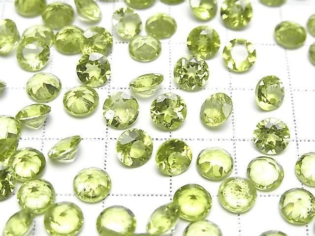 【動画】宝石質ペリドットAAA- ルース ラウンドファセットカット6×6mm 2粒 サムネイル3