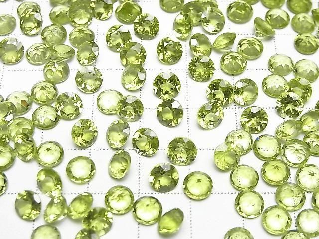【動画】宝石質ペリドットAAA- ルース ラウンドファセットカット6×6mm 2粒 サムネイル4