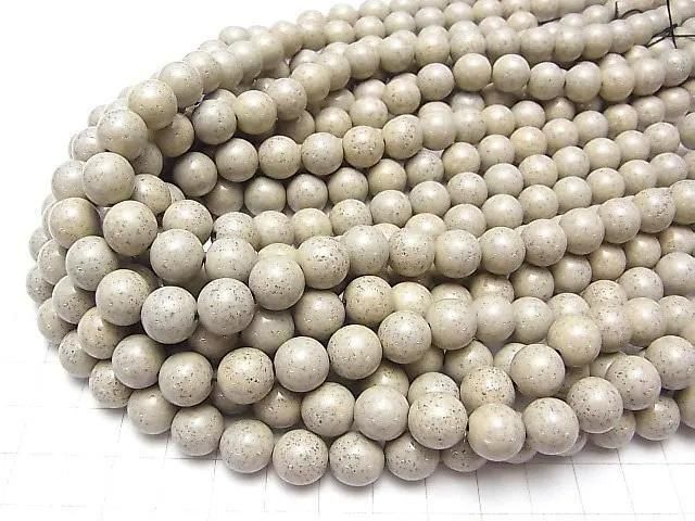 ◆天然記念物◆台湾産高純度北投石 ラウンド10mm 1/4連~1連(約36cm) サムネイル4